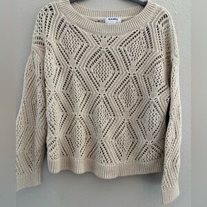 Old Navy Beige Geometric Knit Sweater